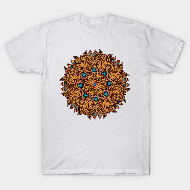 Mandala gold and blue T-Shirt by AllPrintsAndArt